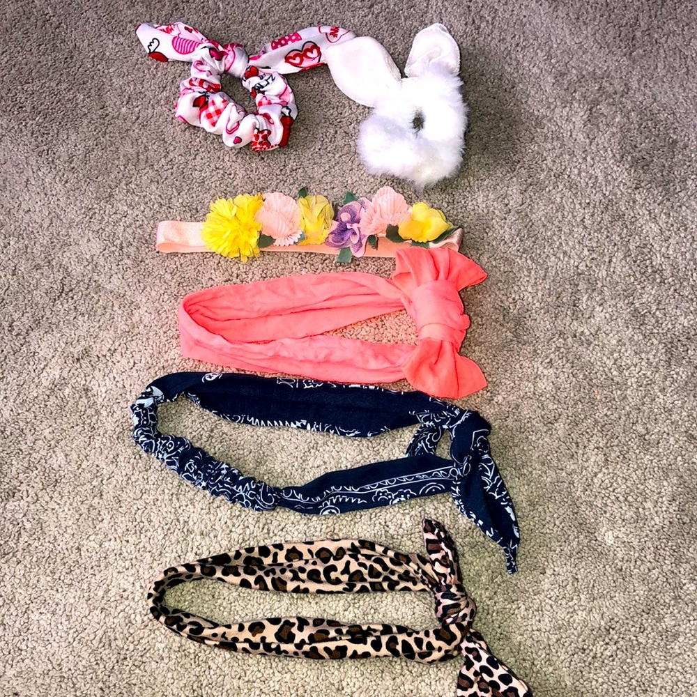 Girls Kids Head bands‎ headbands Hair Ties Accessories Lot (6) Bunny Ears